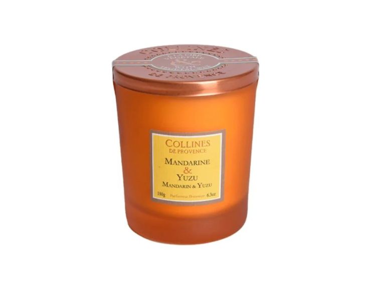 Bougie parfumée Mandarine & Yuzu Collines de Provence cire végétale verre orange 180g - Lilosquare