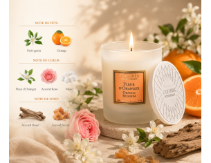 Bougie parfumée fleur d'oranger Collines de Provence cire végétale verre givré blanc 180g - Lilosquare