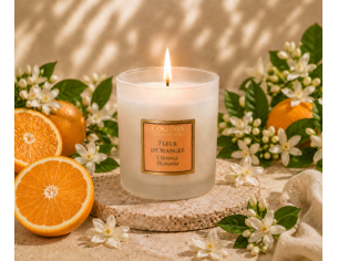 Bougie parfumée fleur d'oranger Collines de Provence cire végétale verre givré blanc 180g - Lilosquare