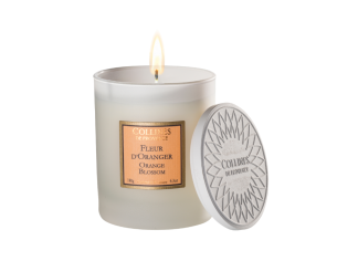 Bougie parfumée fleur d'oranger Collines de Provence cire végétale verre givré blanc 180g - Lilosquare