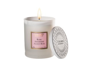 Bougie parfumée Rose Ancienne Collines de Provence cire végétale verre givré blanc 180g - Lilosquare