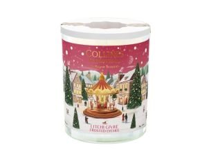 Bougie parfumée Litchi Givré édition Noël Collines de Provence décor village hivernal verre 180g - Lilosquare