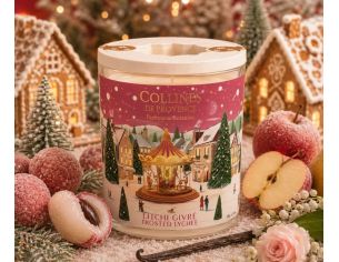 Bougie parfumée Litchi Givré édition Noël Collines de Provence décor village hivernal verre 180g - Lilosquare