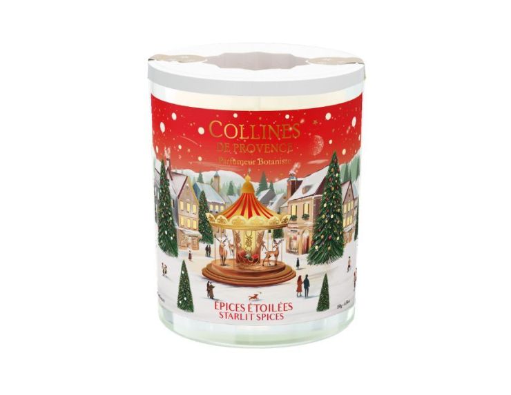 Bougie parfumée Épices Étoilées édition Noël cire végétale mèche bois couvercle céramique 180g - Lilosquare