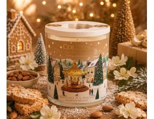 Bougie parfumée Croquant aux Amandes édition Noël Collines de Provence village hivernal manège doré amandes 180g - Lilosquare