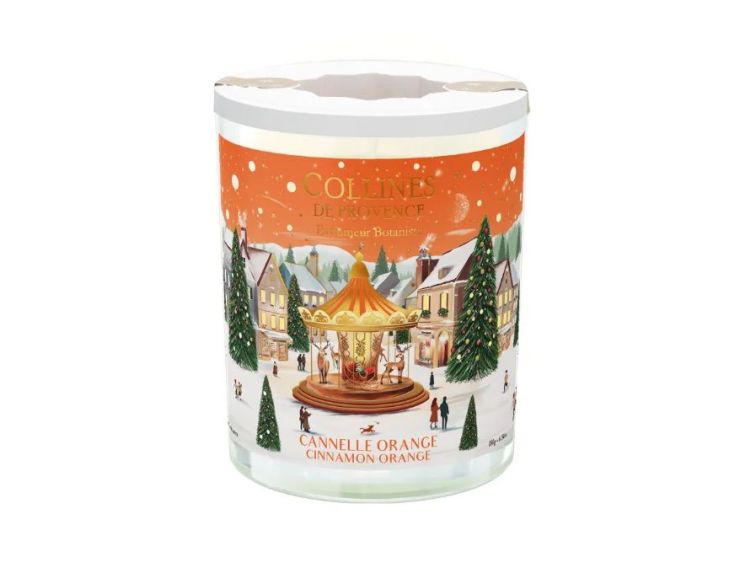 Bougie parfumée Cannelle Orange édition Noël Collines de Provence village hivernal manège doré 180g - Lilosquare