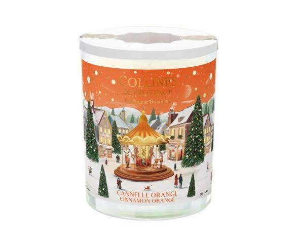 Bougie parfumée Cannelle Orange édition Noël Collines de Provence village hivernal manège doré 180g - Lilosquare