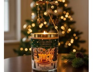 Coffret premium bougie photophore Forêt de Sapin Collines de Provence carrousel doré animé par la flamme 360g - Lilosquare