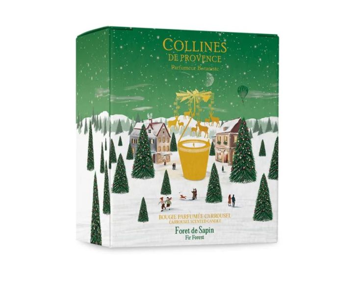 Coffret premium bougie photophore Forêt de Sapin Collines de Provence carrousel doré animé par la flamme 360g - Lilosquare