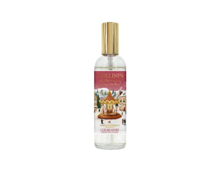 Spray d'ambiance Litchi Givré édition Noël Collines de Provence flacon village hivernal manège 100ml - Lilosquare