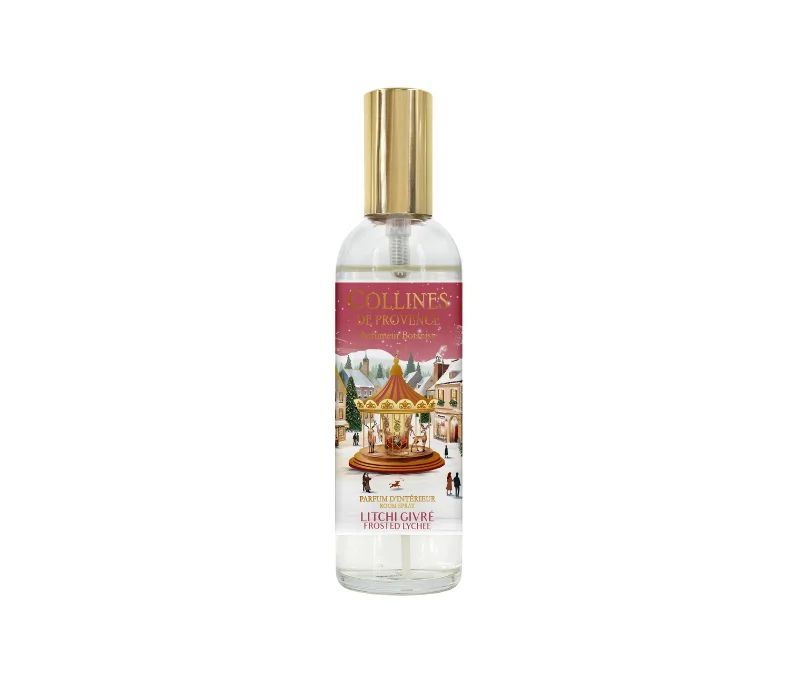 Spray d'ambiance Litchi Givré édition Noël Collines de Provence flacon village hivernal manège 100ml - Lilosquare