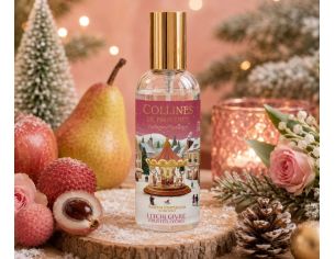 Spray d'ambiance Litchi Givré édition Noël Collines de Provence flacon village hivernal manège 100ml - Lilosquare