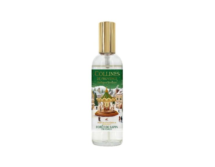 Spray d'ambiance Forêt de Sapin édition Noël Collines de Provence flacon village hivernal manège vert 100ml - Lilosquare