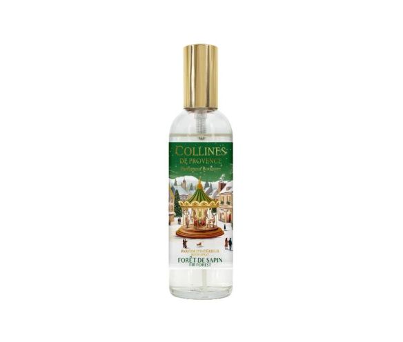 Spray d'ambiance Forêt de Sapin édition Noël Collines de Provence flacon village hivernal manège vert 100ml - Lilosquare