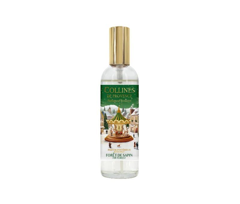 Spray d'ambiance Forêt de Sapin édition Noël Collines de Provence flacon village hivernal manège vert 100ml - Lilosquare