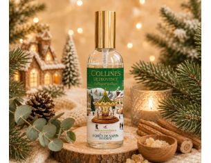 Spray d'ambiance Forêt de Sapin édition Noël Collines de Provence flacon village hivernal manège vert 100ml - Lilosquare