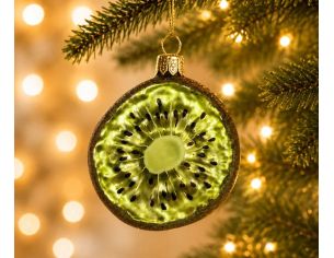 Suspension de Noël originale en verre soufflé forme tranche de kiwi vert Ø7cm - Lilosquare