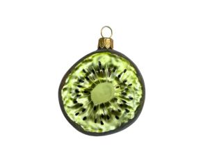 Suspension de Noël originale en verre soufflé forme tranche de kiwi vert Ø7cm - Lilosquare