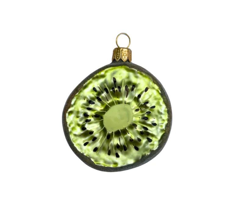 Suspension de Noël originale en verre soufflé forme tranche de kiwi vert Ø7cm - Lilosquare