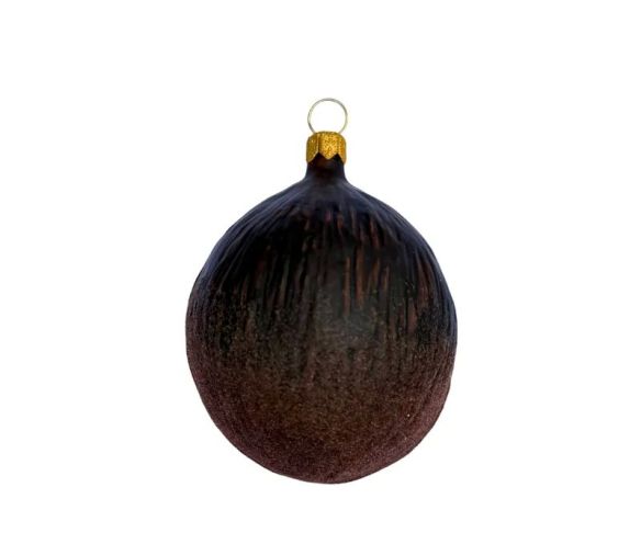 Boule de Noël originale en verre soufflé forme demi noix de coco brun et blanc Ø8cm - Lilosquare