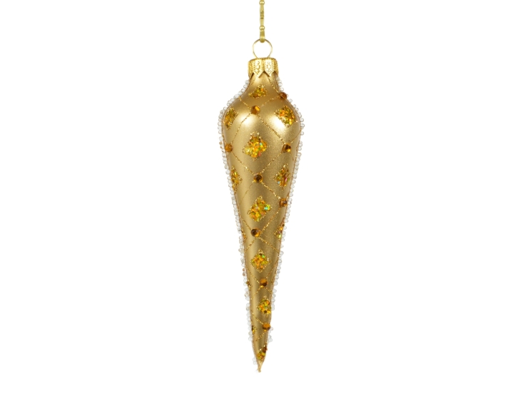 Décoration de sapin stalactite dorée - Hauteur 15 cm