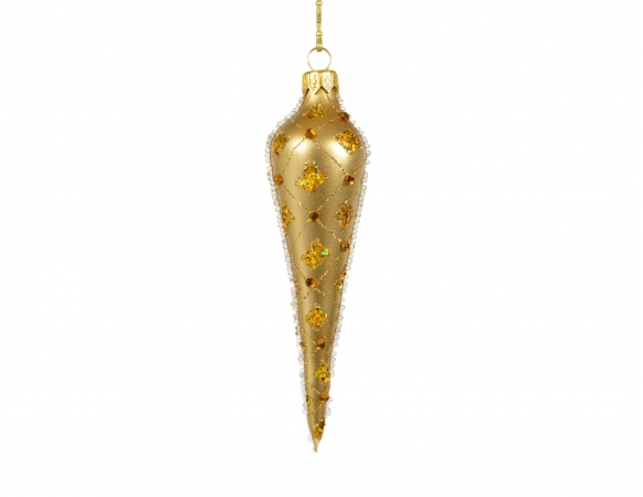 Décoration de sapin stalactite dorée - Hauteur 15 cm