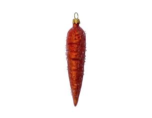 Suspension de Noël originale en verre soufflé forme carotte orange givré pailleté H11cm - Lilosquare