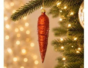 Suspension de Noël originale en verre soufflé forme carotte orange givré pailleté H11cm - Lilosquare