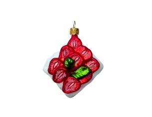 Suspension de Noël originale en verre soufflé forme cake à la fraise rouge et blanc H5cm - Lilosquare