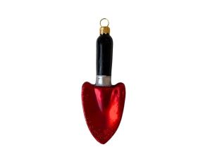Suspension de Noël originale en verre soufflé pelle de jardin rouge brillant manche noir H12cm - Lilosquare