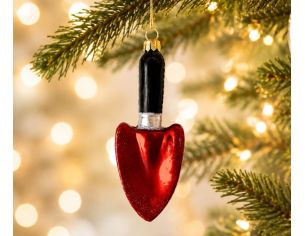 Suspension de Noël originale en verre soufflé pelle de jardin rouge brillant manche noir H12cm - Lilosquare