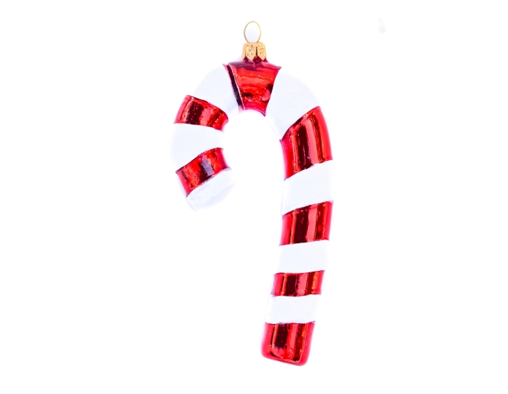 Sucre d'orge blanc et rouge décoration sapin de noël verre soufflé - 13 cm