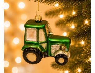 Suspension de Noël originale en verre soufflé tracteur vert brillant pneus noirs cabine vitrée H9cm - Lilosquare