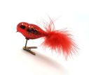 Voir la slide Oiseau sur pince verre soufflé rouge miroir queue plumes rouges motifs dorés pailletés L12cm - Lilosquare