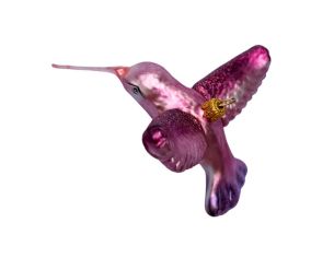 Suspension Noël colibri verre soufflé rose fuchsia violet pailleté ailes déployées bec long H7cm - Lilosquare