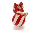 Voir la slide Bougeoir Noël résine brillante deux boules empilées rayures rouge et blanc nœud rouge baies dorées attache dorée H19cm