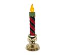 Voir la slide Bougie de Noël LED résine torsadée rouge et vert 32cm sur bougeoir doré avec nœud