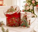 Voir la slide Mug droit porcelaine blanc illustration lutins féeriques décorant sapin Noël rouge vert boîte cadeau ronde rouge