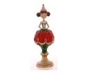 Voir la slide Figurine Noël résine brillante fille jupe boule rouge vert pied doré chapeau rose étoile dorée tenant un cupcake H32,5cm