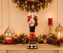 Voir la slide Figurine casse-noisette résine brillante soldat rouge noir vert or tambour Merry Christmas socle tambours empilés H46cm