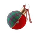 Voir la slide Grande boule de Noël décorative Ø30cm, velours rouge et tissu tartan vert, ruban tartan et capsule dorée