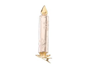 Bougie de Noël blanche dorée motifs flocons clip H13cm