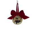 Voir la slide Grelot de Noël en métal doré brillant Ø10cm, nœud en velours rouge, étoile découpée, ruban velours rouge pour suspension