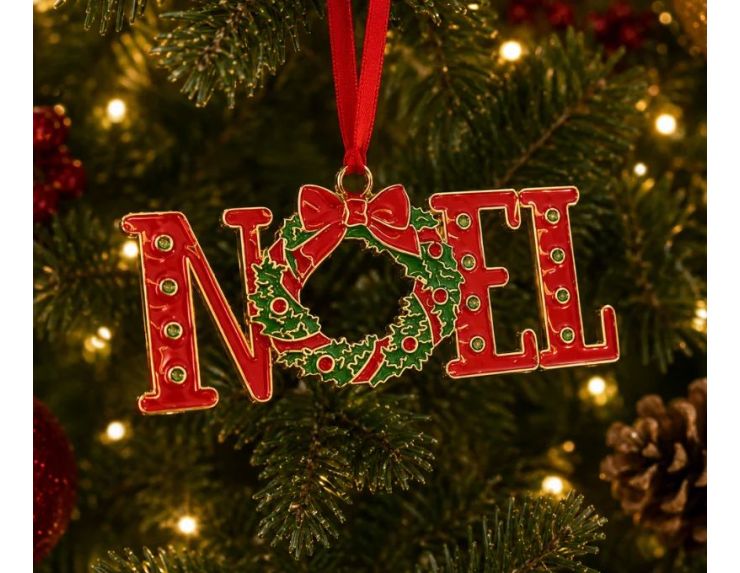 Suspension de Noël NOËL rouge or boîte cadeau