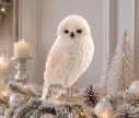 Voir la slide Hibou blanc H37cm recouvert de plumes blanches, yeux marron, bec et pattes beiges
