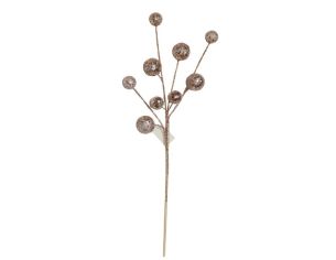 Branche H54cm, tiges fines or rosé, boules pailletées or rosé de différentes tailles