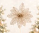 Voir la slide Fleur décorative ivoire en maille sequins scintillante sur tige pour sapin de Noël H45cm