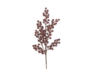 Branche décorative Noël H65cm avec grappes de baies rouges bordeaux sur tiges ramifiées