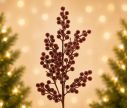 Voir la slide Branche décorative Noël H65cm avec grappes de baies rouges bordeaux sur tiges ramifiées