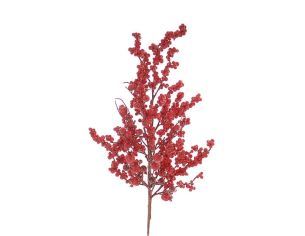 Branche décorative Noël H72cm très fournie avec centaines de baies rouges en résine sur tiges ramifiées